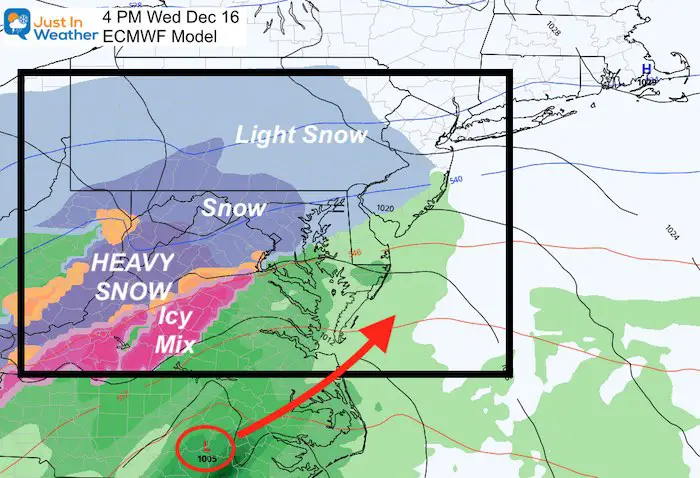 December 12 weather storm snow ice Wednesday 4 PM