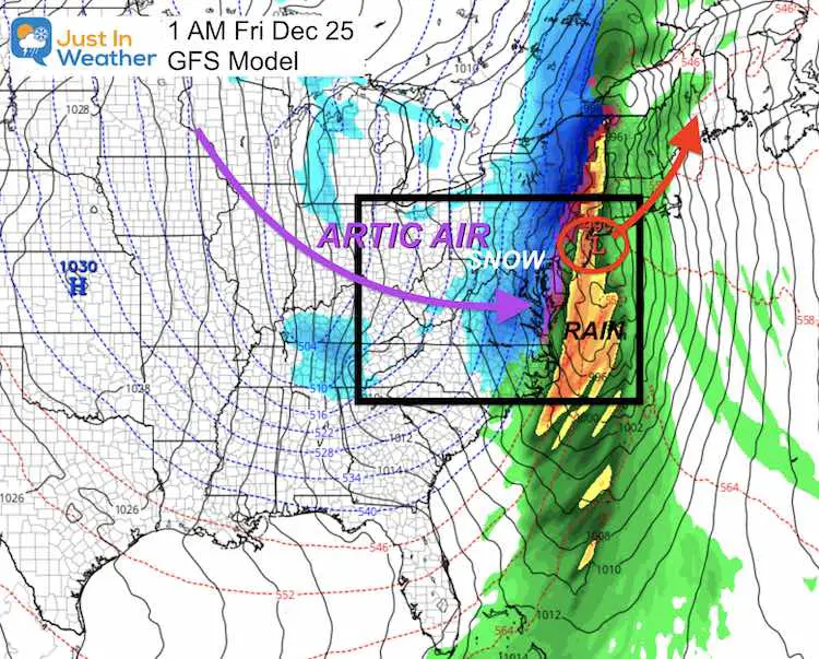December 18 weather rain snow Christmas Morning