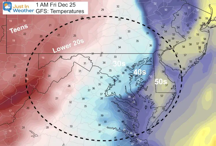 December 19 temperatures Christmas Day 1 AM