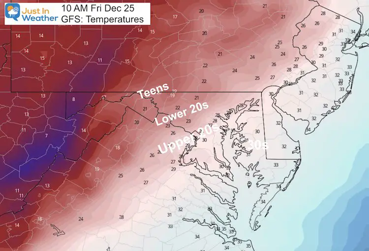 December 19 temperatures Christmas Day 10 AM