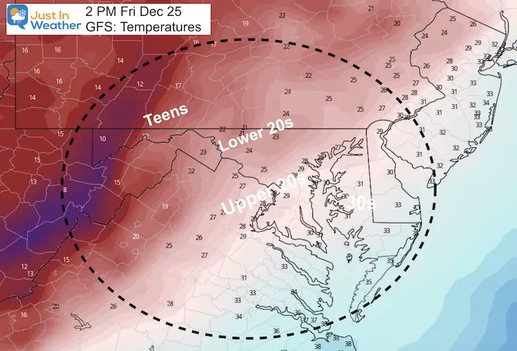 December 19 temperatures Christmas Day 2 PM