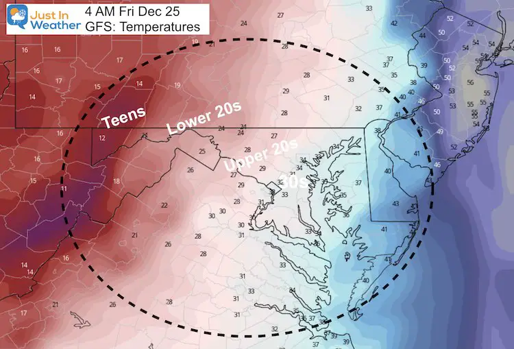 December 19 temperatures Christmas Day 4 AM