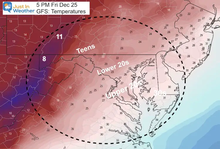 December 19 temperatures Christmas Day 5 PM