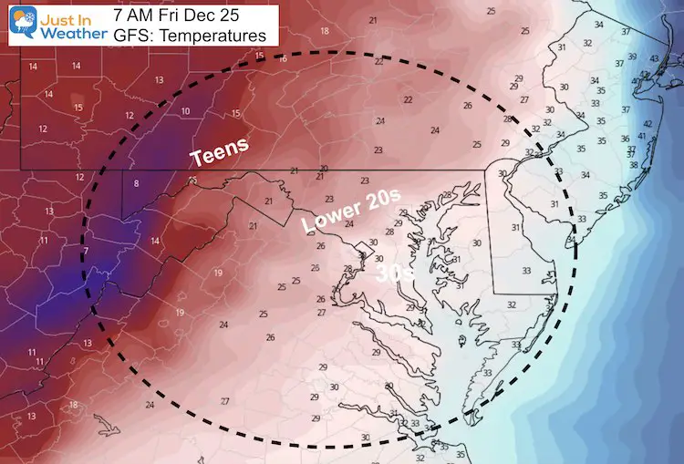 December 19 temperatures Christmas Day 7 AM