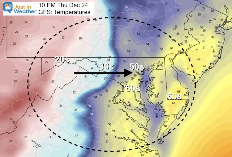 December 19 temperatures Christmas Eve 10 PM