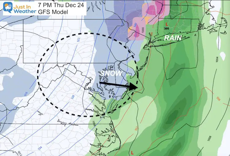 December 20 weather Christmas snow GFS Thursday 7 PM