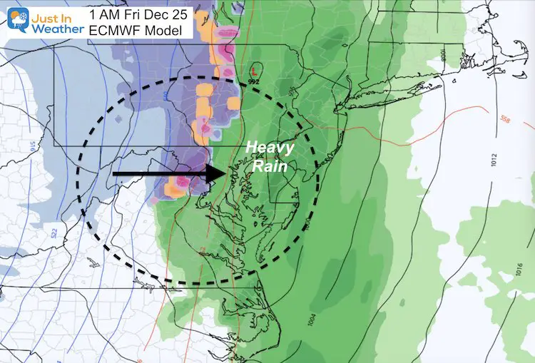 December 20 weather snow Christmas ECMWF Friday 1 AM