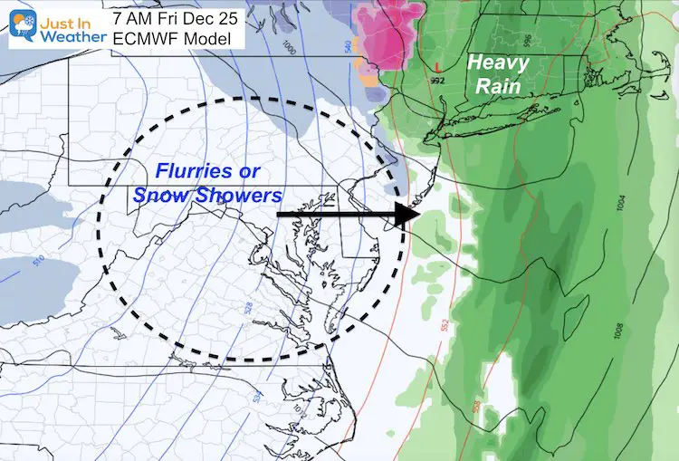 December 20 weather snow Christmas ECMWF Friday 7 AM
