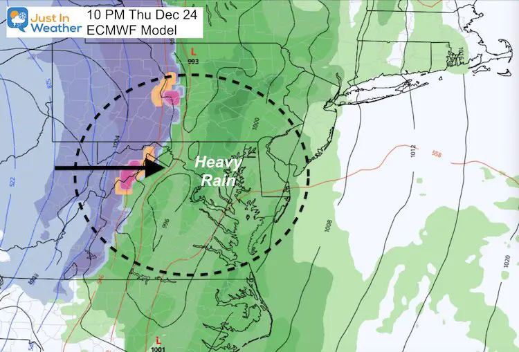 December 20 weather snow Christmas ECMWF Thursday 10 PM