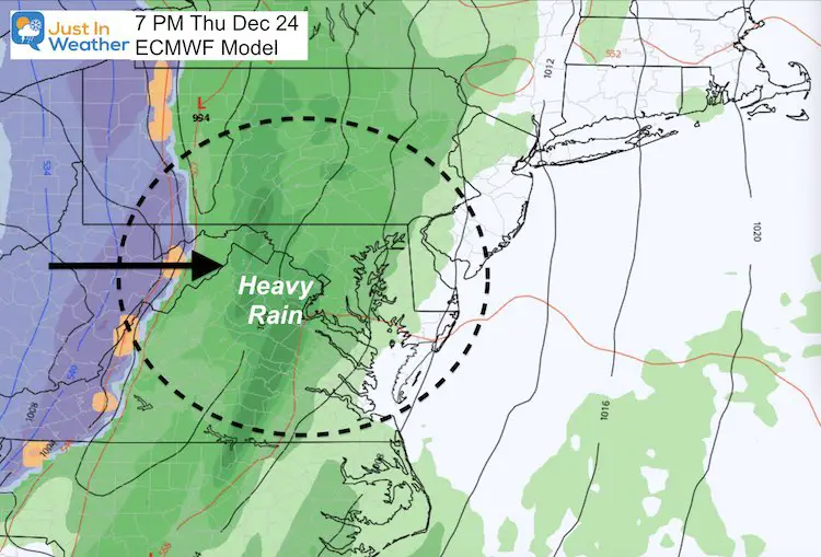 December 20 weather snow Christmas ECMWF Thursday 7 PM