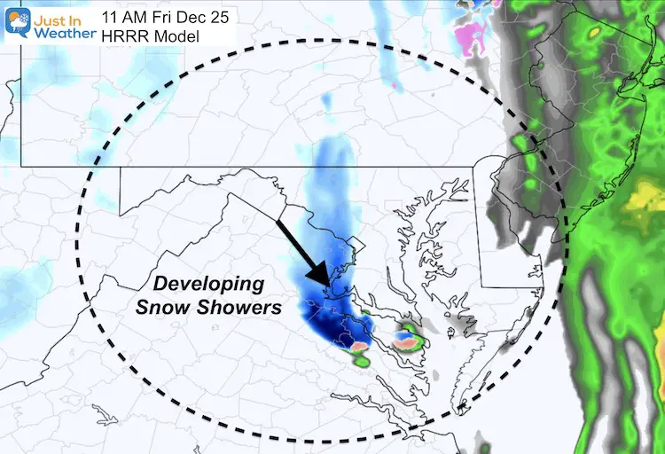 December 25 Christmas weather snow 11 AM