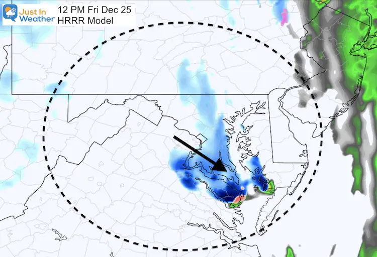 December 25 Christmas weather snow 12 PM
