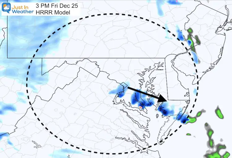 December 25 Christmas weather snow 3 PM