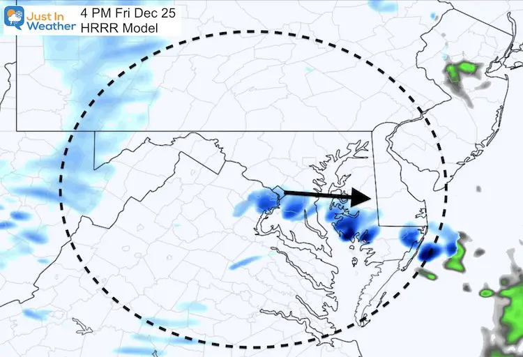 December 25 Christmas weather snow 4 PM