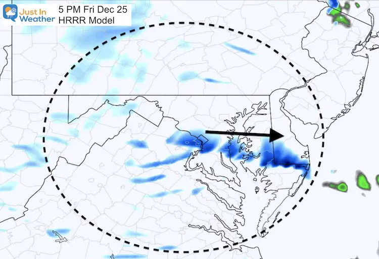 December 25 Christmas weather snow 5 PM