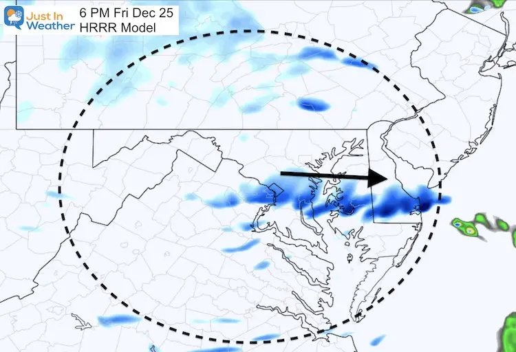 December 25 Christmas weather snow 6 PM