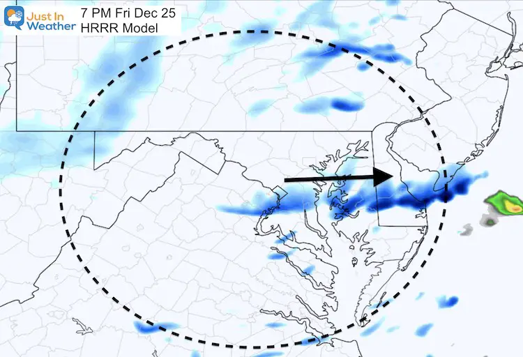 December 25 Christmas weather snow 7 PM