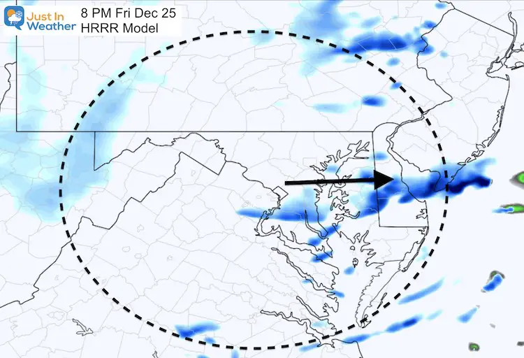 December 25 Christmas weather snow 8 PM