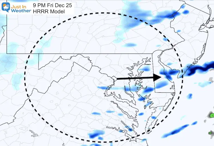 December 25 Christmas weather snow 9 PM