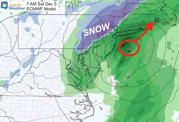 December 3 weather rain snow Saturday AM 7