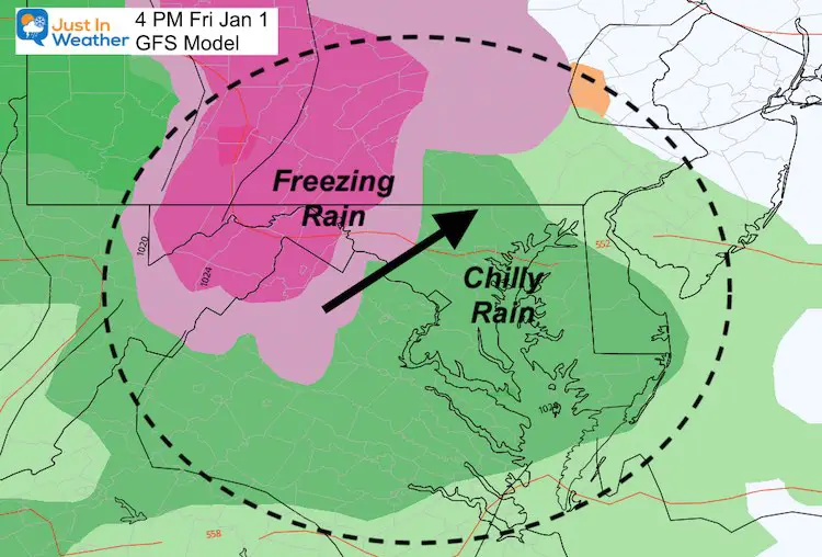December 31 weather ice rain Friday 4 PM