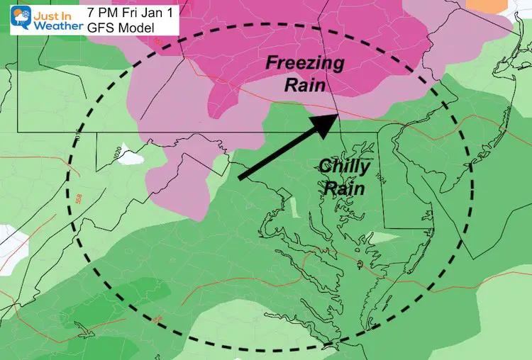 December 31 weather ice rain Friday 7 PM