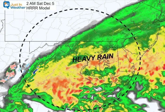 December 4 weather rain HRRR Saturday 2 AM