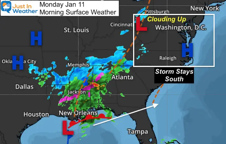 January 11 weather Monday morning