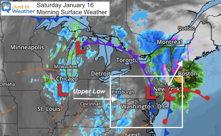 January 16 weather Saturday morning