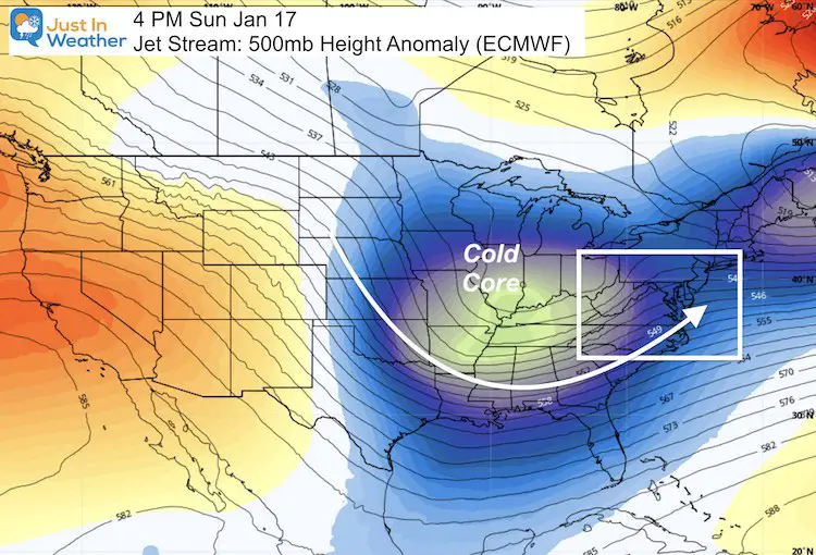 January 17 weather jet stream Sunday