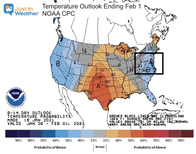 January 18 weather NOAA temperature outlook