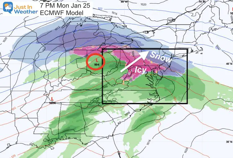 January 20 weather snow storm next Monday 7 PM