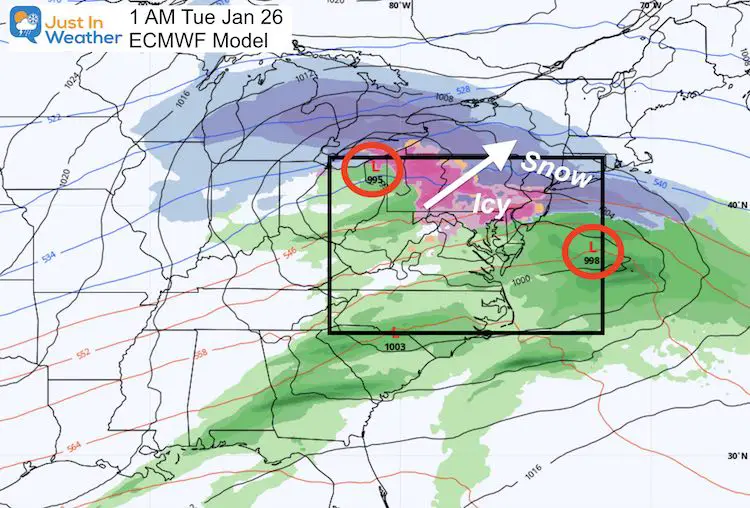 January 20 weather snow storm next Tuesday 1 AM
