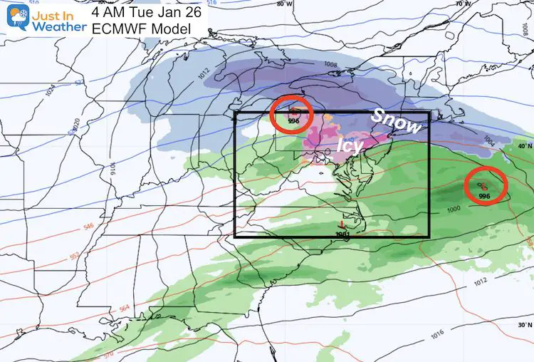 January 20 weather snow storm next Tuesday 4 AM