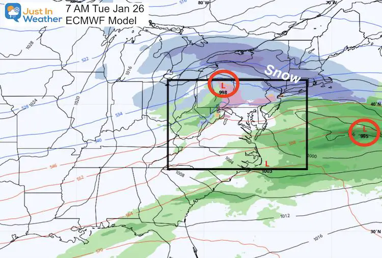 January 20 weather snow storm next Tuesday 7 AM