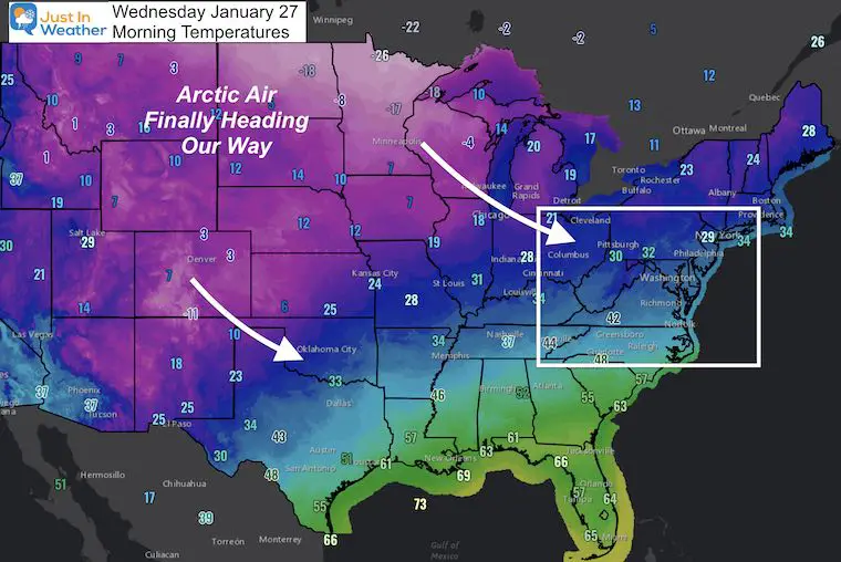 January 27 weather morning temperatures