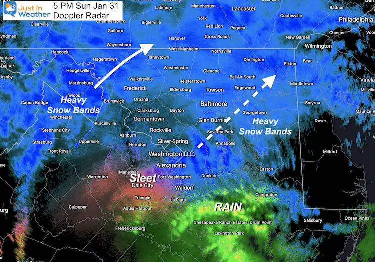 January 31 weather storm doppler radar snow 5 PM