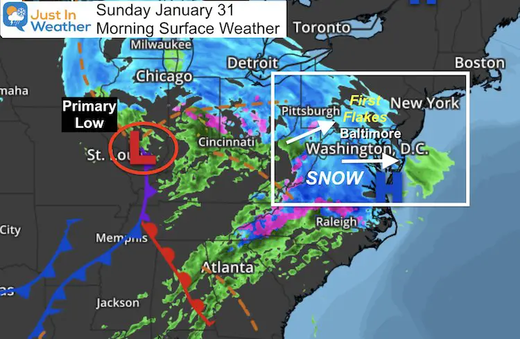 January 31 weather storm snow Sunday morning