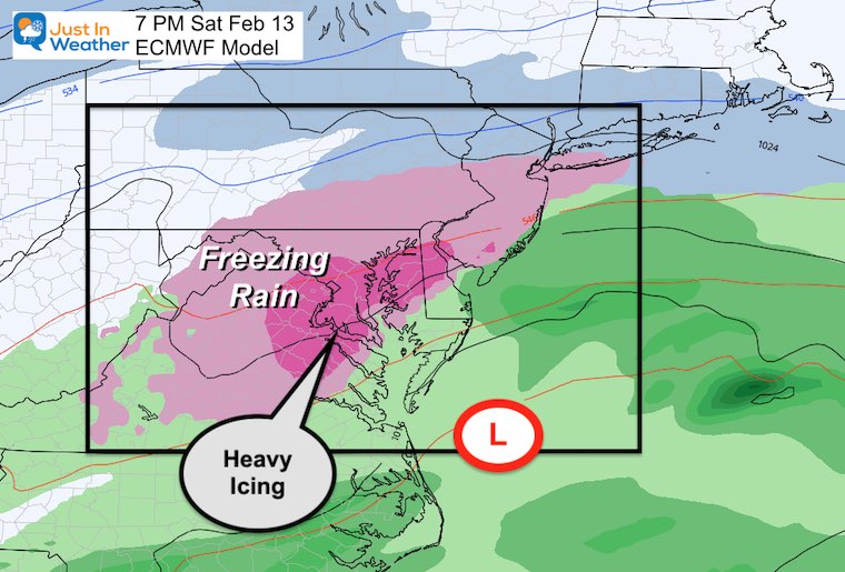 February 12 weather freezing rain ice storm Saturday Evening