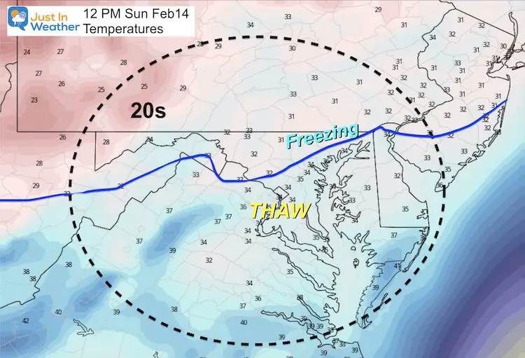 February 14 Valentines Day weather temperature PM 12