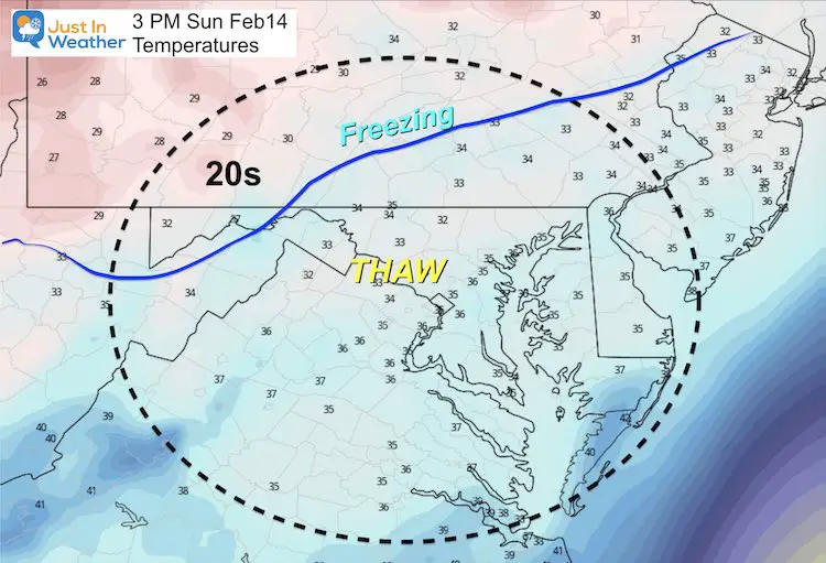 February 14 Valentines Day weather temperature PM 3