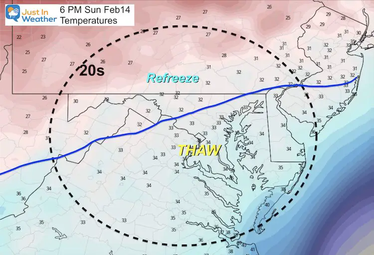February 14 Valentines Day weather temperature PM 6