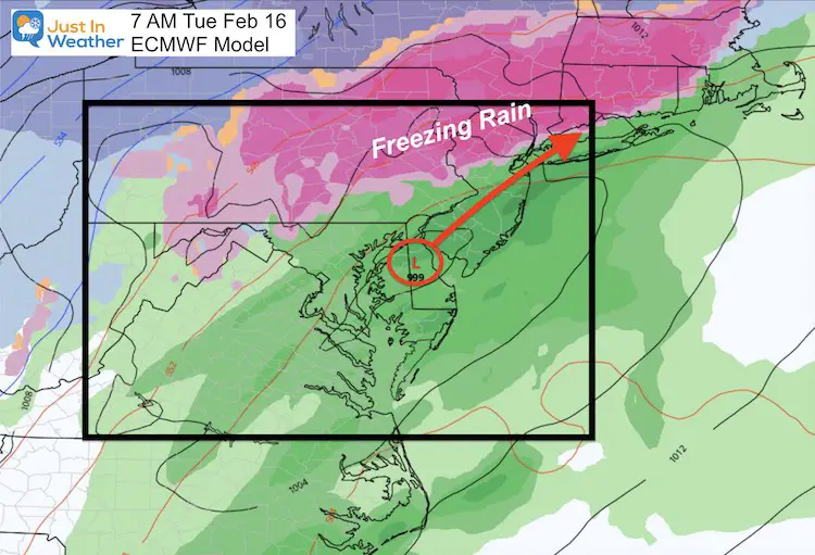 February 14 weather Tuesday ice AM 7