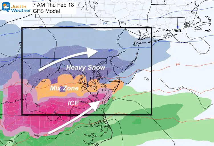 February 16 weather snow ice Thursday AM 7