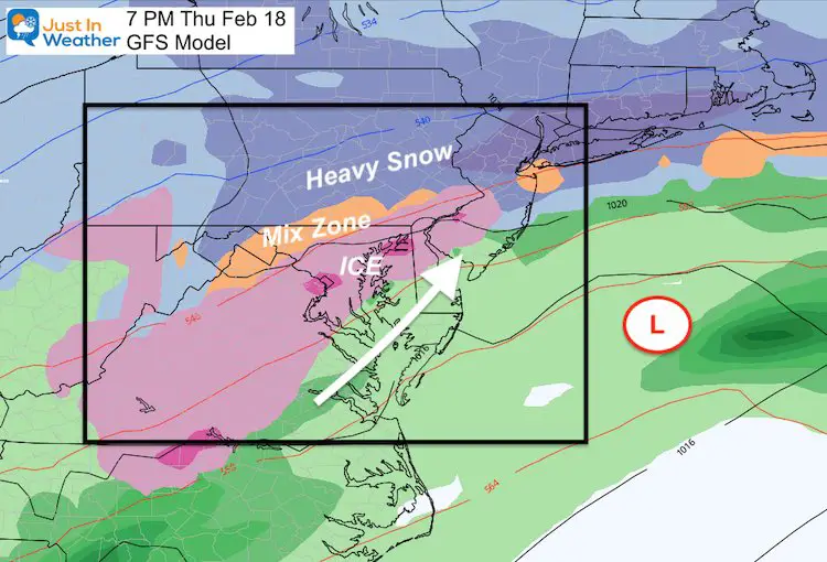 February 16 weather snow ice Thursday PM 7
