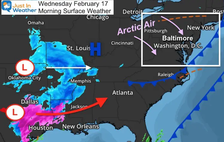 February 17 Weather storm Wednesday morning