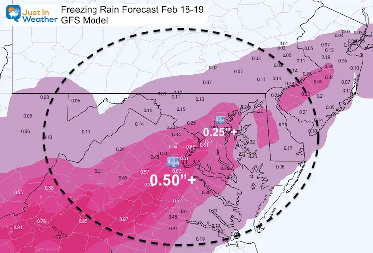 February 17 weather freezing rain Friday GFS
