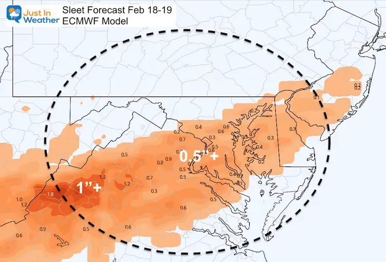 February 17 weather sleet Friday ECMWF
