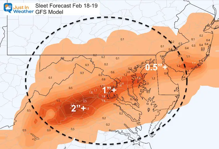 February 17 weather sleet Friday GFS