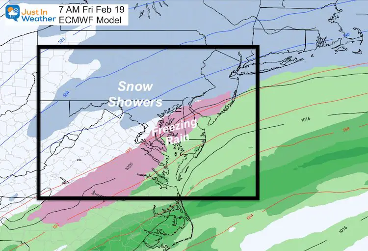 February 17 weather storm snow ice Friday AM 7